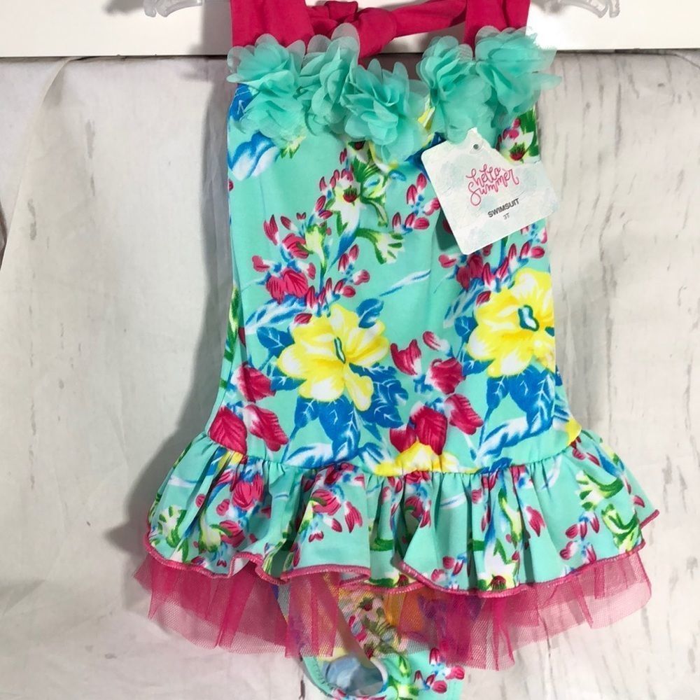 Hello summer Hawaiian Floral one piece tutu skirt‎